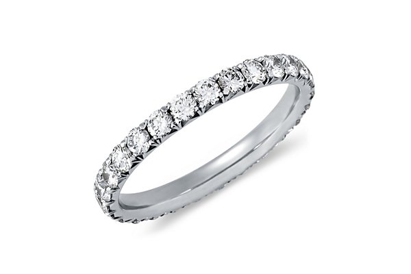 French Pave Diamond Eternity Ring in Platinum (1 ct. tw.)