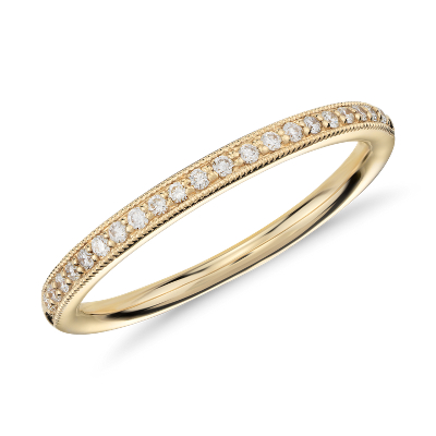 Riviera Pave Heirloom Diamond Ring in 18k Yellow Gold (1/8 ct. tw.)
