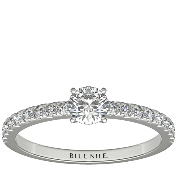 1/3 Carat Ready-to-Ship Petite Pave Diamond Engagement Ring in 14k White Gold