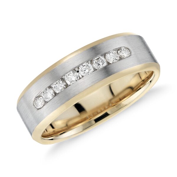Diamond Channel-Set Wedding Ring in 14k White Gold and Yellow Gold (1/3 ct. tw.)