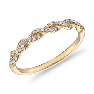 Pave Twist Diamond Wedding Ring in 14K Yellow Gold (1/8 ct. tw.)