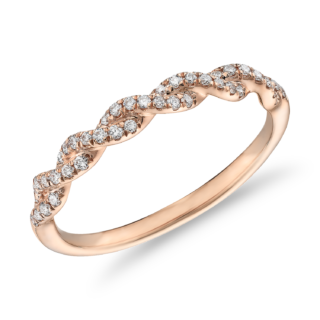 Pave Twist Diamond Wedding Ring in 14K Rose Gold (1/8 ct. tw.)