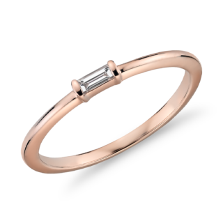 Mini Baguette-Cut Diamond Fashion Ring in 14k Rose Gold