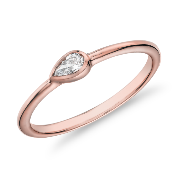 Mini Pear Shape Diamond Fashion Ring in 14k Rose Gold (1/10 ct. tw.)