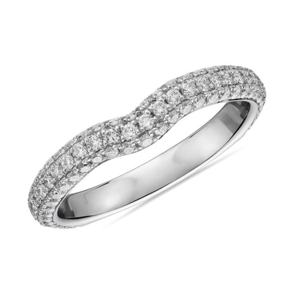 Curved Micropave Rollover Diamond Anniversary Band in 14k White Gold (5/8 ct. tw.)