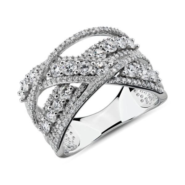 Crossover Diamond Fashion Ring in 14k White Gold (1 1/2 ct. tw)