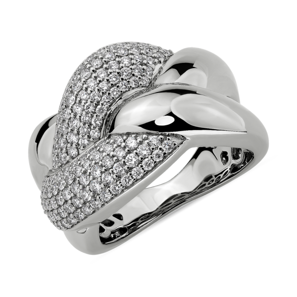 Diamond Link Intertwined Fashion Ring in 14k White Gold (1 ct. tw.)