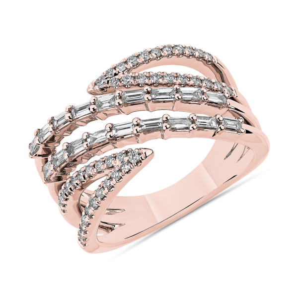 Partial Open Crossover Diamond Fashion Ring in 14k Rose Gold (5/8 ct. tw.)