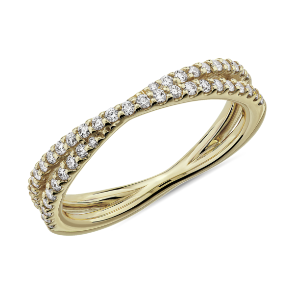 Contemporary Criss-Cross Diamond Ring in 14k Yellow Gold (1/4 ct. tw.)