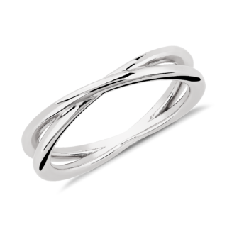 Contemporary Criss-Cross Ring in 14k White Gold