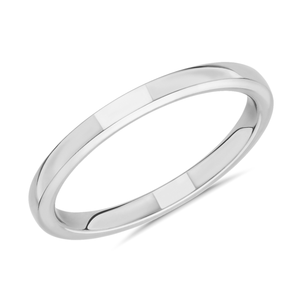 Skyline Comfort Fit Wedding Ring in 18k White Gold (2mm)
