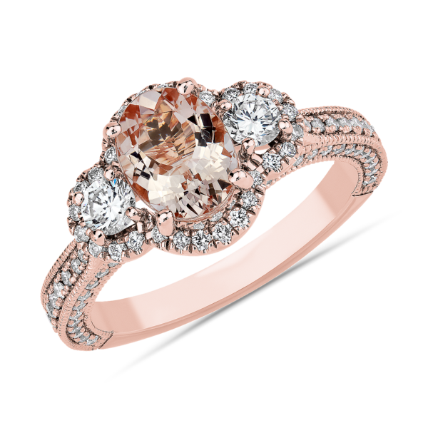 Morganite and Diamond Fashion Ring in 14k Rose Gold