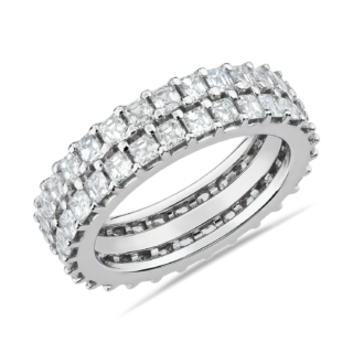 Two Row Asscher Comfort Fit Diamond Eternity Ring in Platinum (2 1/2 ct. tw.)