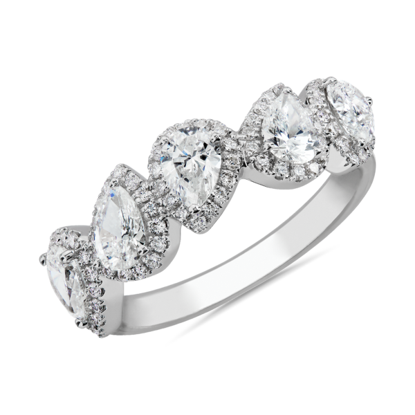 Halo Pear Diamond Fashion Ring in 14k White Gold (1 1/2 ct. tw.)