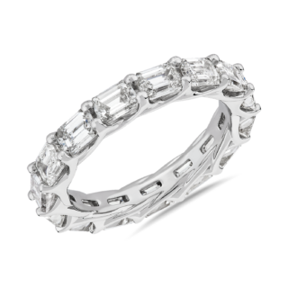 East-West Emerald Cut Diamond Crisscross Profile Eternity Ring in 14k White Gold (3 1/2 ct. tw.)