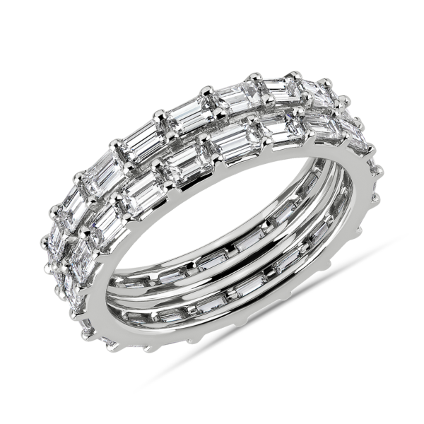 East-West Two Row Baguette Diamond Eternity Ring in 14k White Gold (2 7/8 ct. tw.)