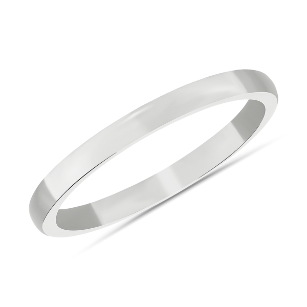 Low Dome Comfort Fit Wedding Ring in 18k White Gold (2mm)