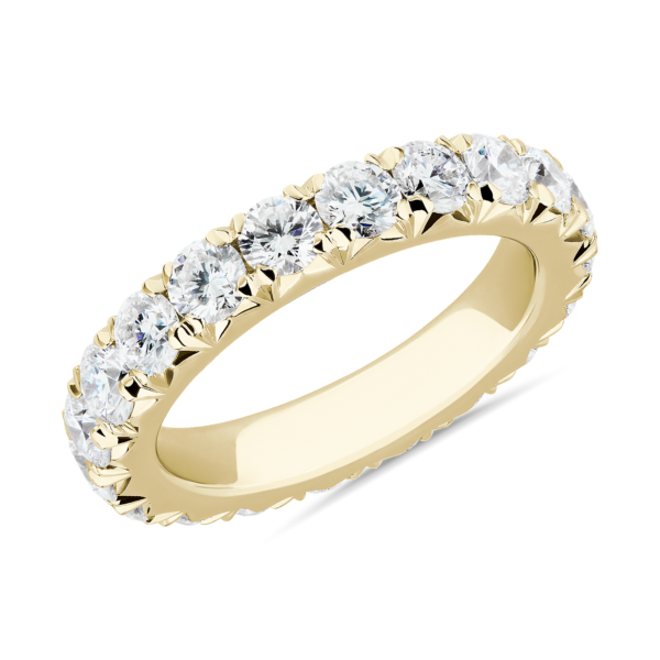 French Pave Diamond Eternity Band in 14k Yellow Gold (3 ct. tw.)