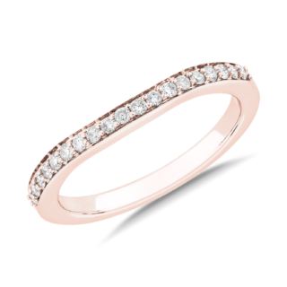Curved Cathedral Matching Diamond Wedding Ring in 14k Rose Gold (1/5 ct. tw.)