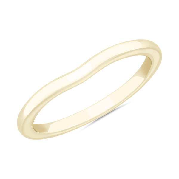 Plain Curved Matching Wedding Band in 14k Yellow Gold