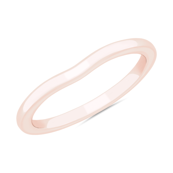 Plain Curved Matching Wedding Band in 14k Rose Gold