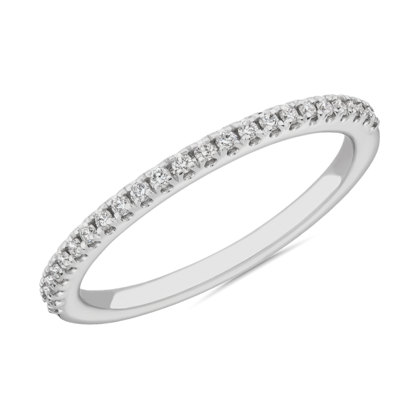 Petite Micropave Matching Diamond Wedding Ring in 14k White Gold (1/8 ct. tw.)