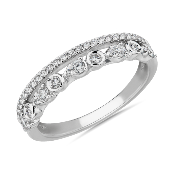 Alternating Bezel & Prong Set Round Diamond Band with Pave Accent in Platinum (1/3 ct. tw.)