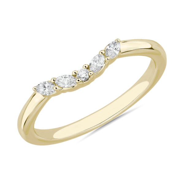 Curved Floral Marquise Diamond Band in 14k Yellow Gold (1/8 ct. tw.)