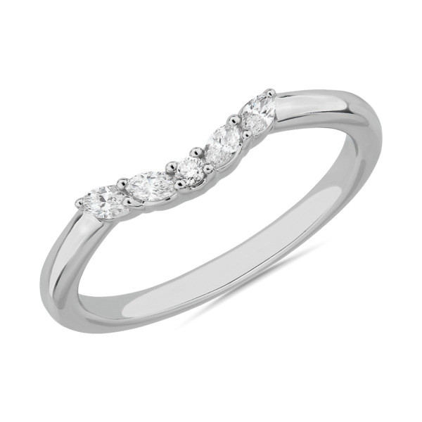Curved Floral Marquise Diamond Band in Platinum (1/8 ct. tw.)