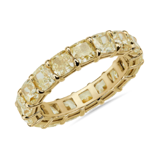 Cushion-Cut Yellow Diamond Eternity Ring in 18k Yellow Gold (5 7/8 ct. tw.)