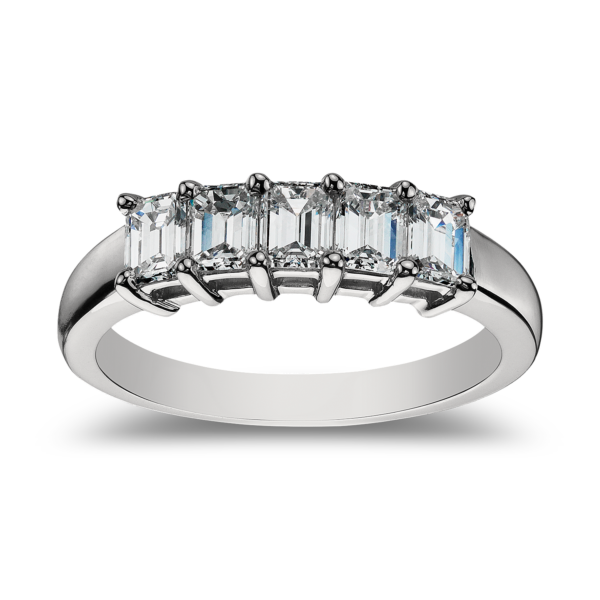 Classic Emerald Cut Five Stone Diamond Ring in Platinum (1 ct. tw.)